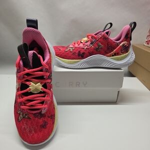 Under Armour Curry Flow 10 Unicorn & Butterfly Girl Dad Shoes Size 4.5Y